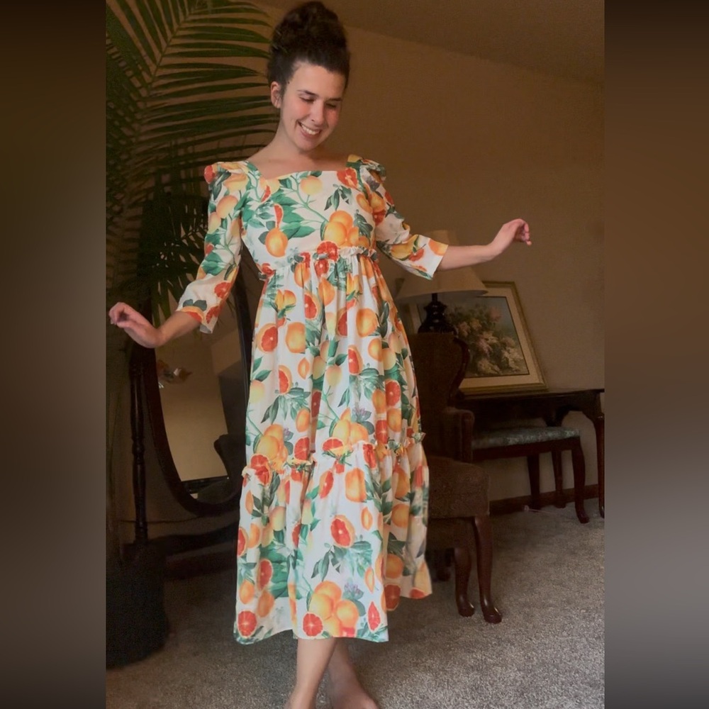 Floral Citrus Print Dress